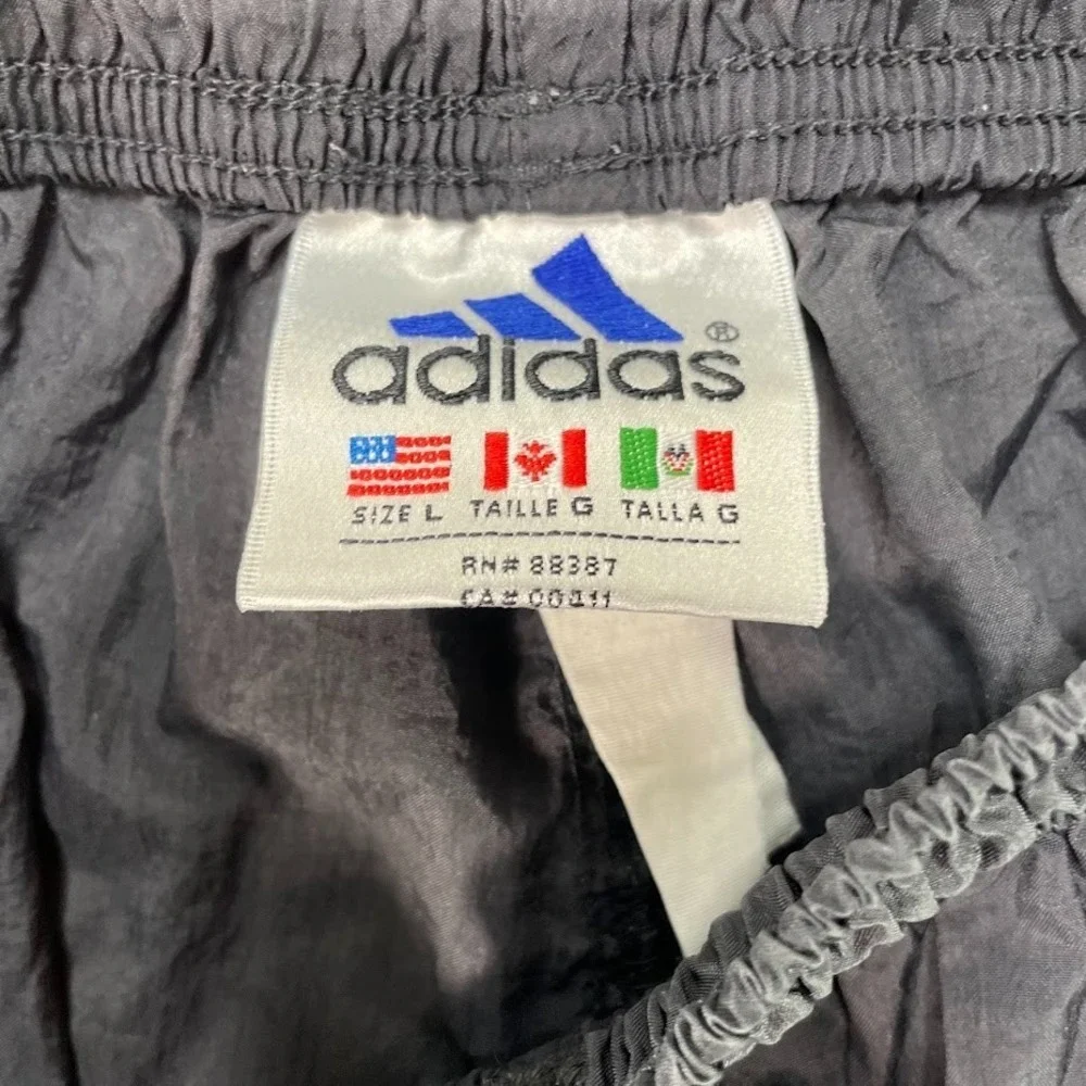 Vtg 90s‎ Adidas Windbreaker Nylon Mens Large Black Track Pants Stretch Ankle Zip